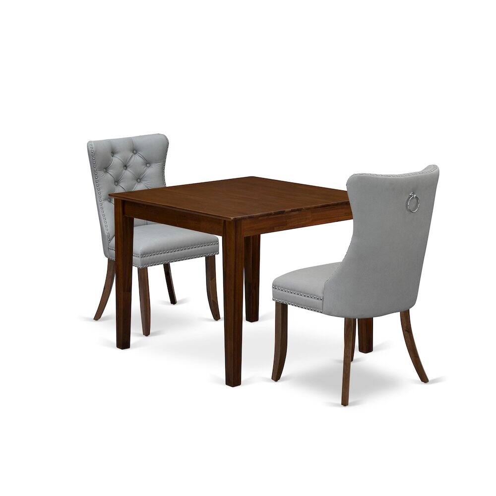 Left. East West Furniture - 3 Piece Dining Set for Small Spaces Consists of a Square Kitchen Table - Brown.