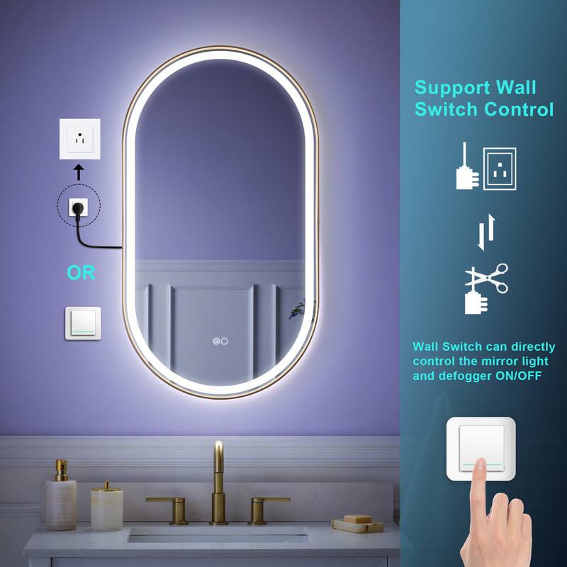 Support Wall Switch Control  
OR  
Wall Switch can directly control the mirror light and defogger ON/OFF