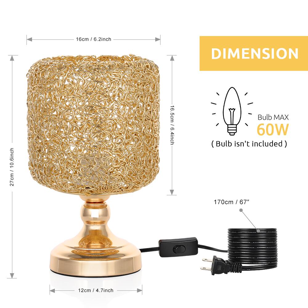 16cm / 6.2inch  
16.5cm / 6.4inch  
27cm / 10.6inch  
12cm / 4.7inch  
170cm / 67"  

DIMENSION  
Bulb MAX 60W (Bulb isn't included)