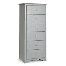 Costway - 6 Drawer Chest Dresser Clothes Storage Bedroom Tall Furniture Cabinet - Gray