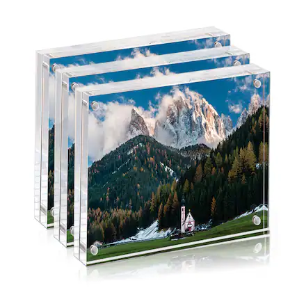 Front. BP4U - 8x10 Inch Tabletop Acrylic Picture Frames, 12+12MM Double Sided Desktop Photo Frames (3-Pack).