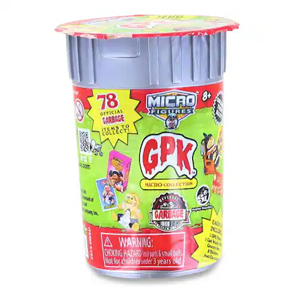 78 MICRO FIGURES OFFICIAL GARBAGE ITEMS TO COLLECT!
GPK MICRO COLLECTION
WARNING: CHOKING HAZARD - Small parts & small balls. Not for children under 3 years old.