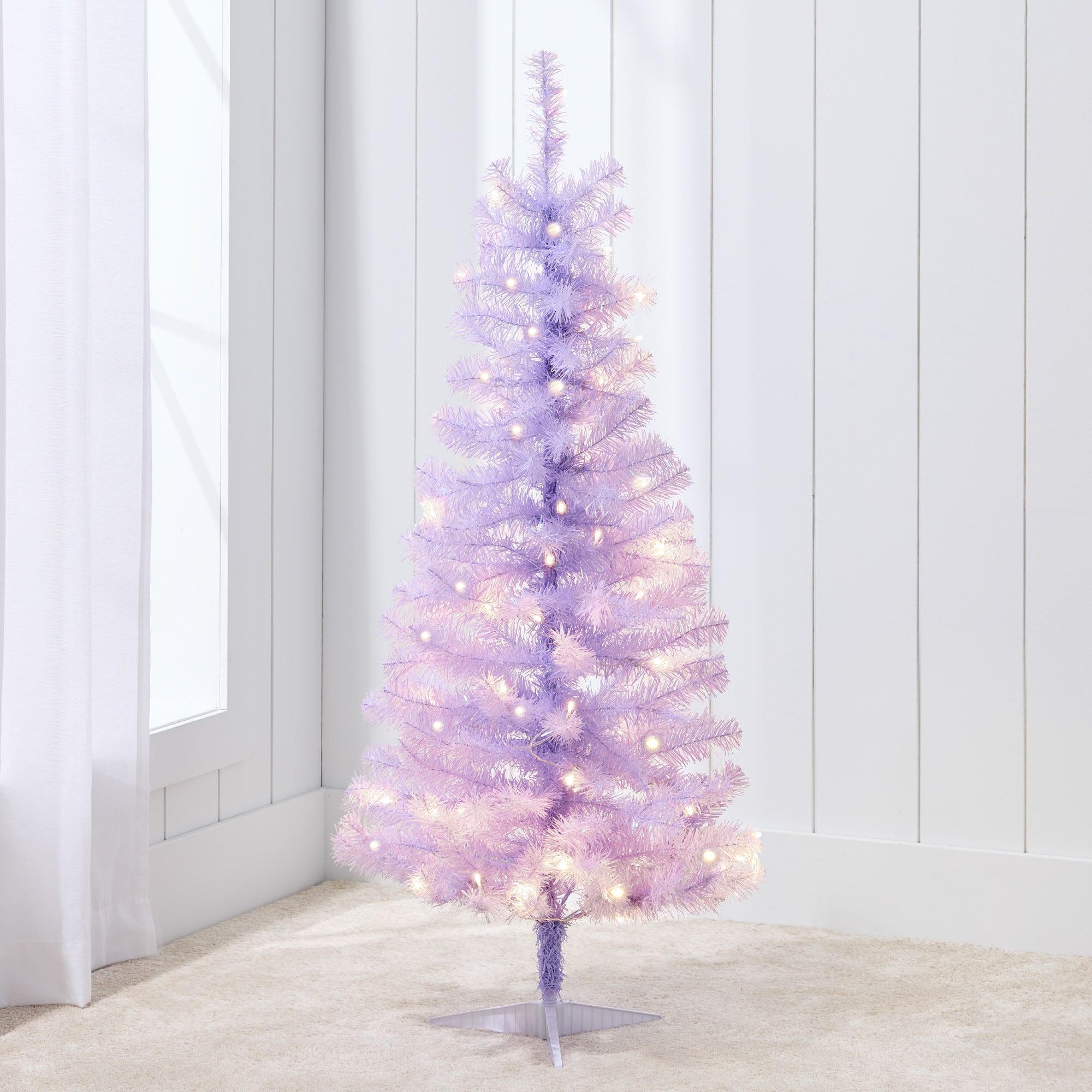 Front. Best Choice Products - Best Choice Products 4ft Prelit Colored Christmas Tree, Artificial Tree Holiday Decor w/ LED Lights - Lavender - Lavender 2.