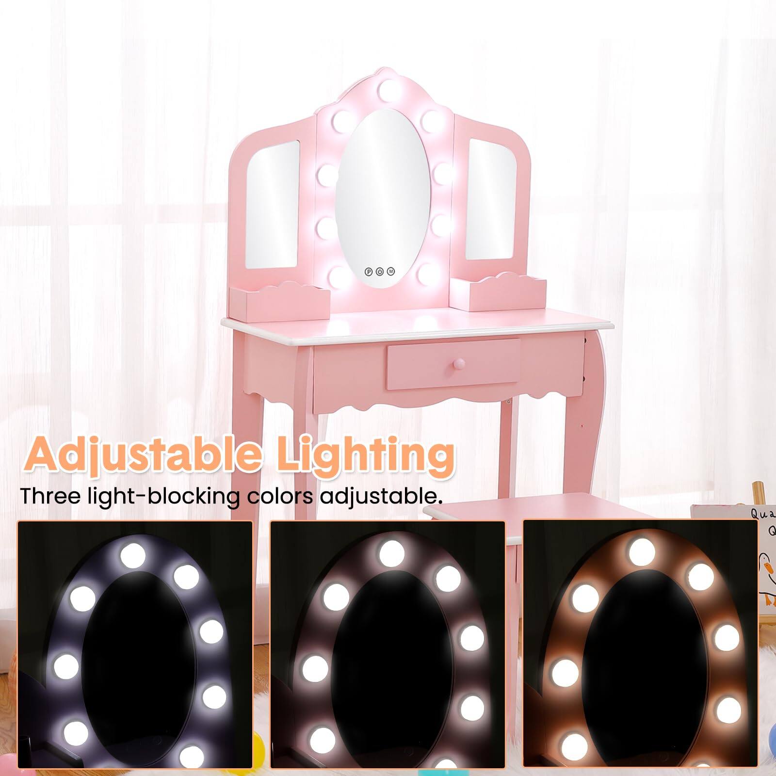 Adjustable Lighting  
Three light-blocking colors adjustable.