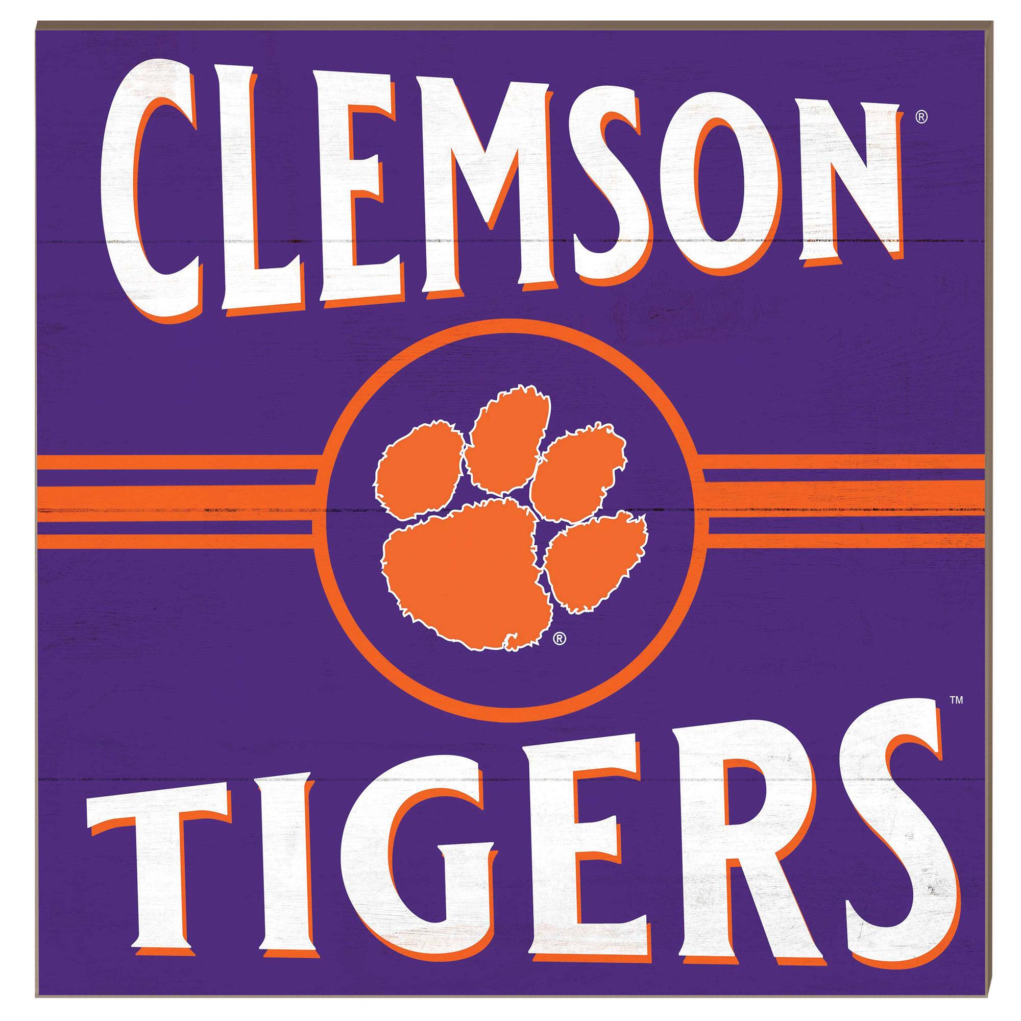 Jardine - Clemson Tigers 10'' x 10'' Retro Team Sign - Orange