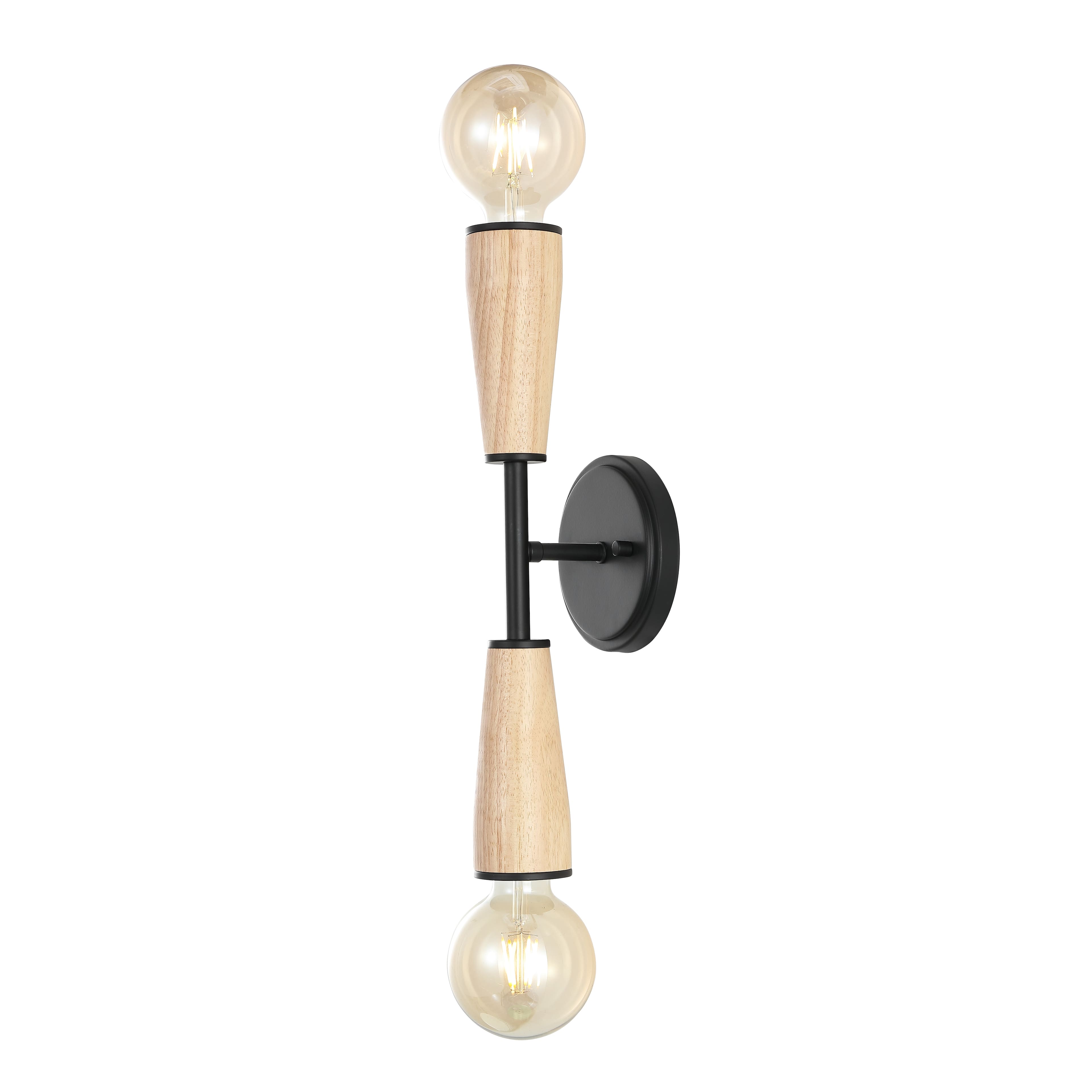 Photos - Other Decoration Jonathan Y - Katia 5.13" 2-Light Modern Designer Iron/Wood Double Sided Hourglass LED Sconce - Light Brown/Black JYL1600A