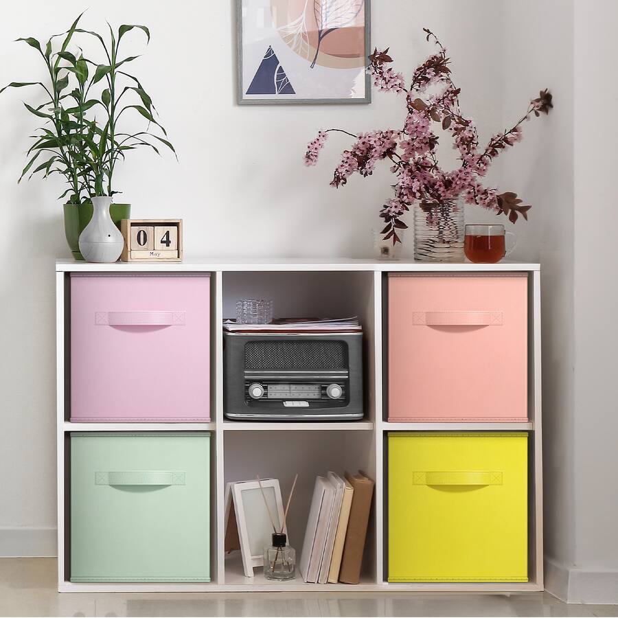 Sorbus Fabric Storage Cubes, 4 Foldable Storage Bins for Organizing ...