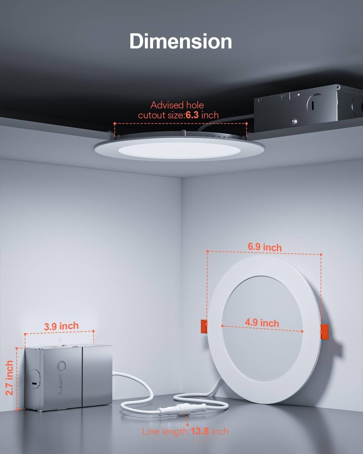 Dimension  
Advised hole cutout size: 6.3 inch  
6.9 inch  
4.9 inch  
3.9 inch  
2.7 inch  
Line length: 13.8 inch