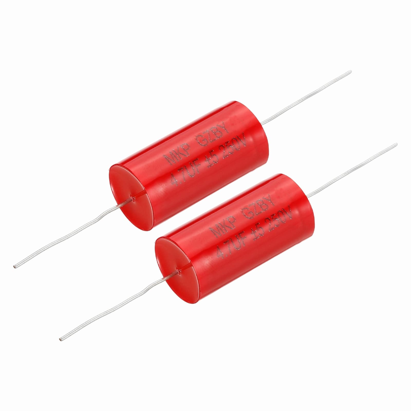 Unique Bargains - 2pcs 4.7uf Frequency Divider Capacitor, 250V Axial Audio Speaker Crossover MKP Film Capacitor - Red price history on PriceWatchPro