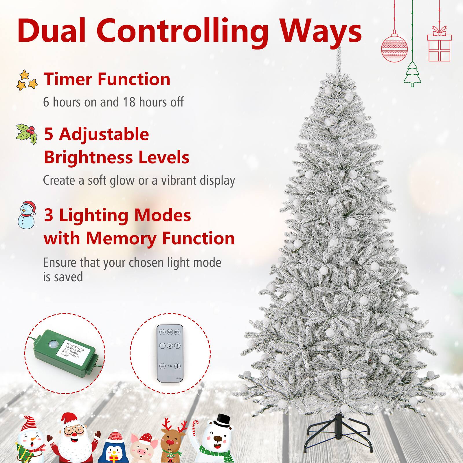Dual Controlling Ways

- Timer Function
  - 6 hours on and 18 hours off

- 5 Adjustable Brightness Levels
  - Create a soft glow or a vibrant display

- 3 Lighting Modes with Memory Function
  - Ensure that your chosen light mode is saved