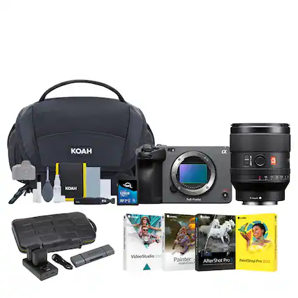 The image features a variety of items, including a camera, a lens, a bag, and several books. The camera and lens are placed next to each other, while the bag is situated nearby. The books are scattered around the scene, with some placed closer to the camera and others further away. The overall arrangement of the items suggests that this is a collection of photography and video equipment, along with related resources and accessories.