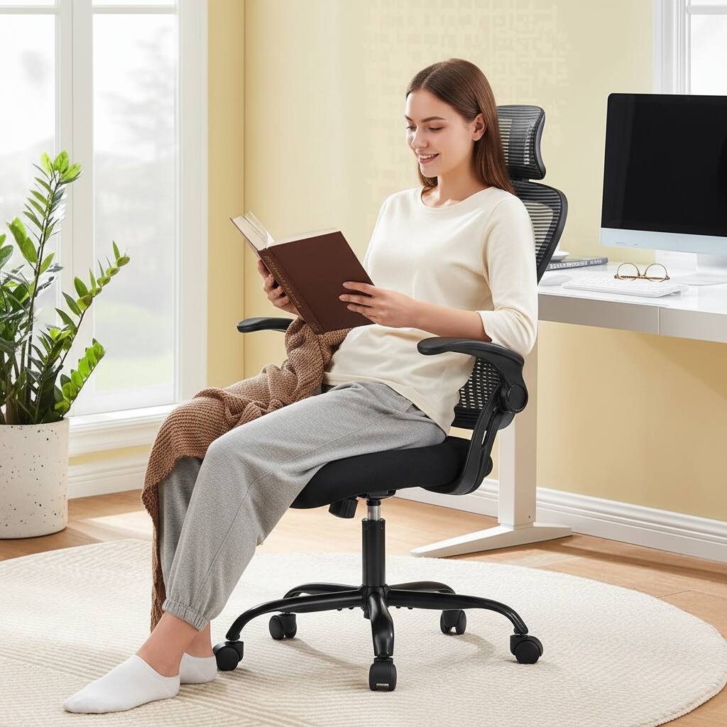 Alt View 6. AOITUN - Ergonomic Office Chair with Lumbar Support, High Back Mesh Chair for Home Office - Black.