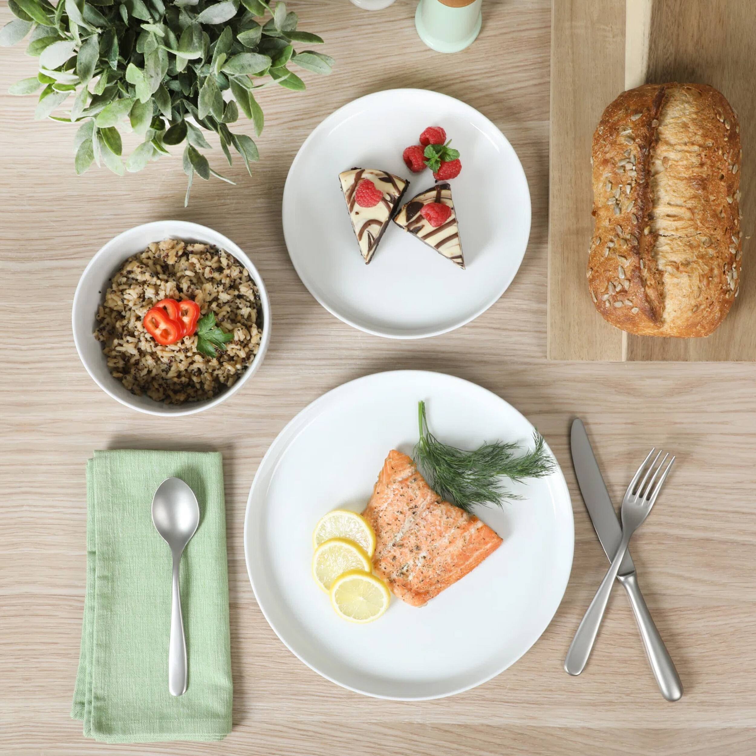 Alt View 5. Gibson - Gibson Home Snowscape 12 Piece fine Ceramic Stackable Dinnerware Set in White - White.