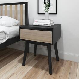 Plank+Beam - Scandinavian Nightstand with 1 Drawer - Black/Blonde