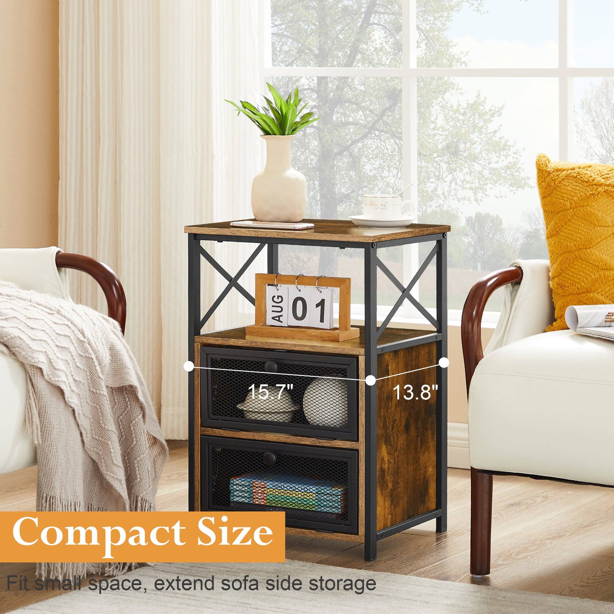 Compact Size  
Fit small space, extend sofa side storage  

15.7"  
13.8"