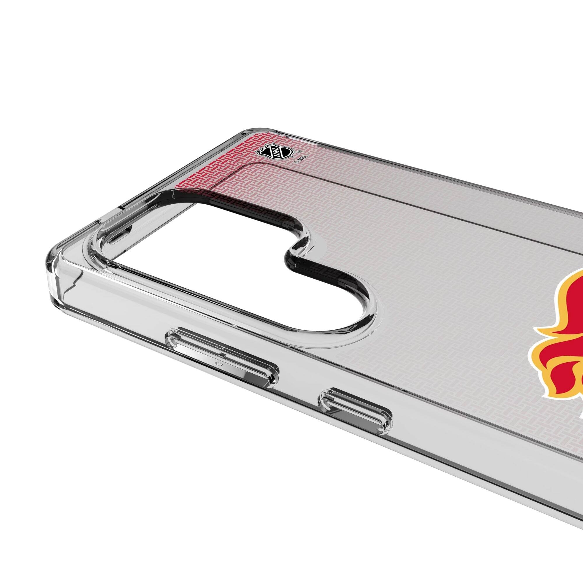 Alt View 2. Keyscaper - Calgary Flames Linen Logo Galaxy Clear Case - S24 Plus - Multicolor.