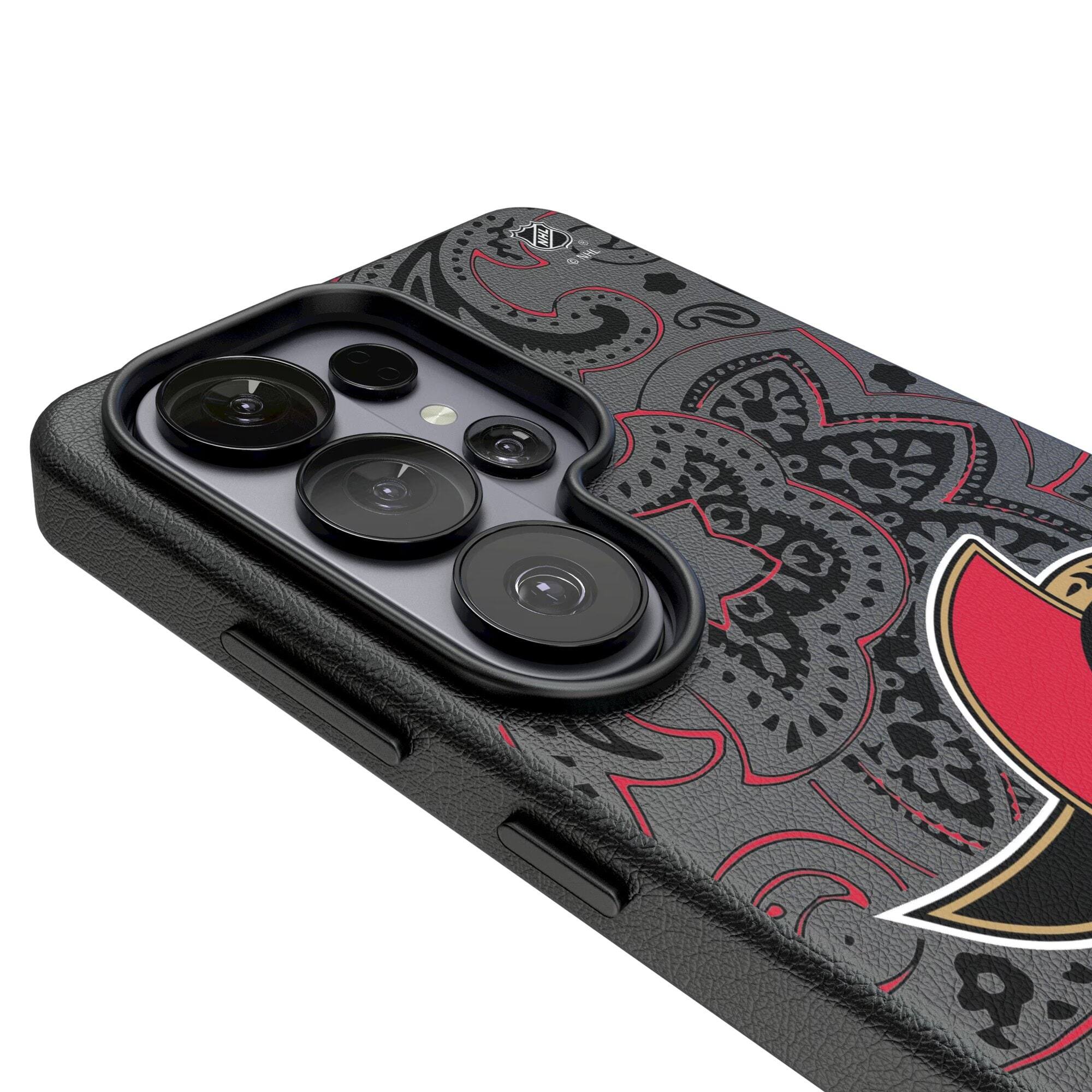 Alt View 2. Keyscaper - Ottawa Senators Paisley Galaxy Magnetic Bump Case - S25 Ultra - Black.