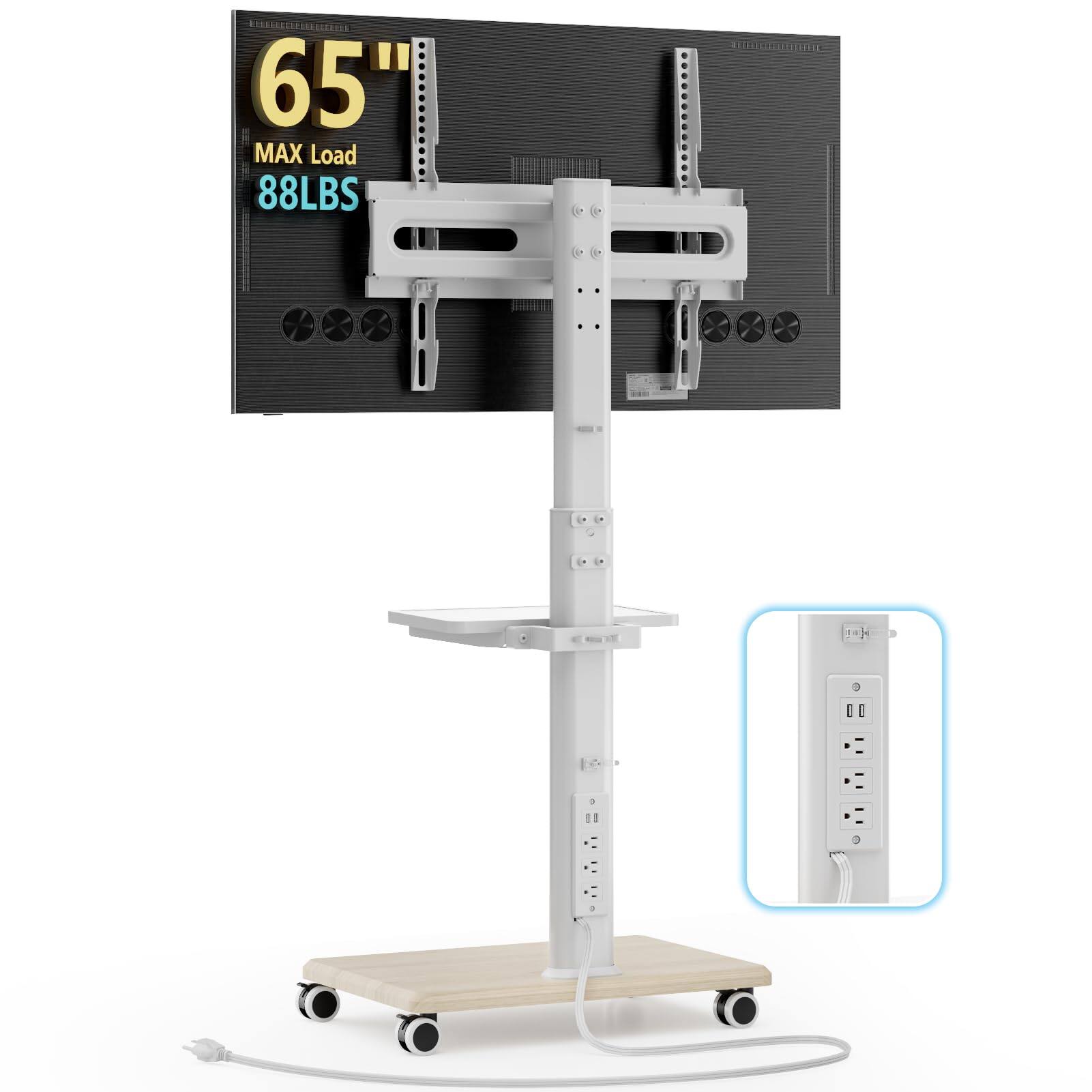 Grain Mobile TV Stand with Power Outlet