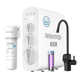Waterdrop - G3P800 Tankless Under-Sink RO System, 800 GPD Membrane, UV Sterilizer, Black Smart LED Faucet, Extra ALK16 Filter - White