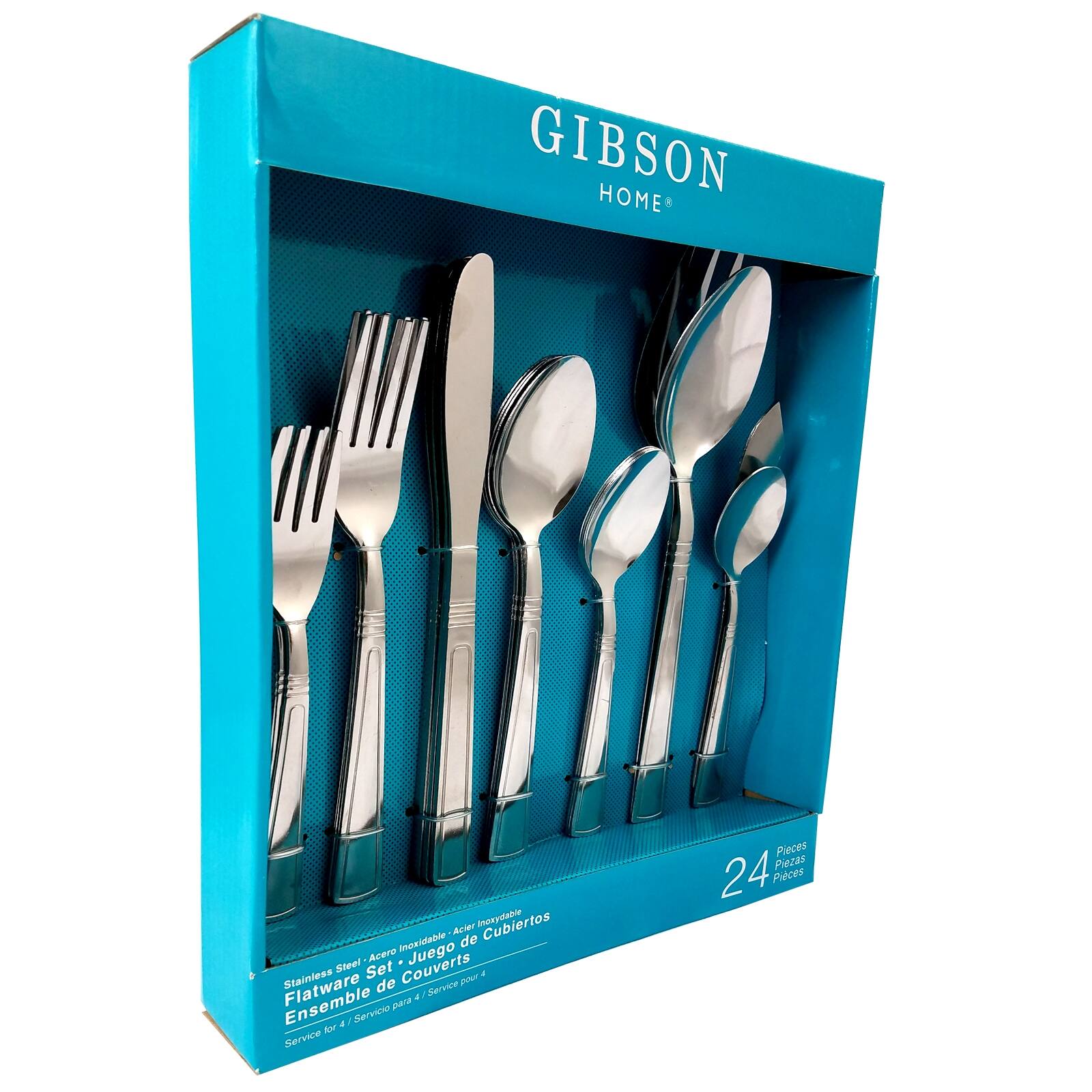 Gibson Home Acier Inseydable Cubiertos - inoxidable de Steel-Acero Steet Acero Couverts Juego Stainless Set por a Flatware de Service a / para . 1 Senvvicio for Servce Fieces Piezas 24 Pieces