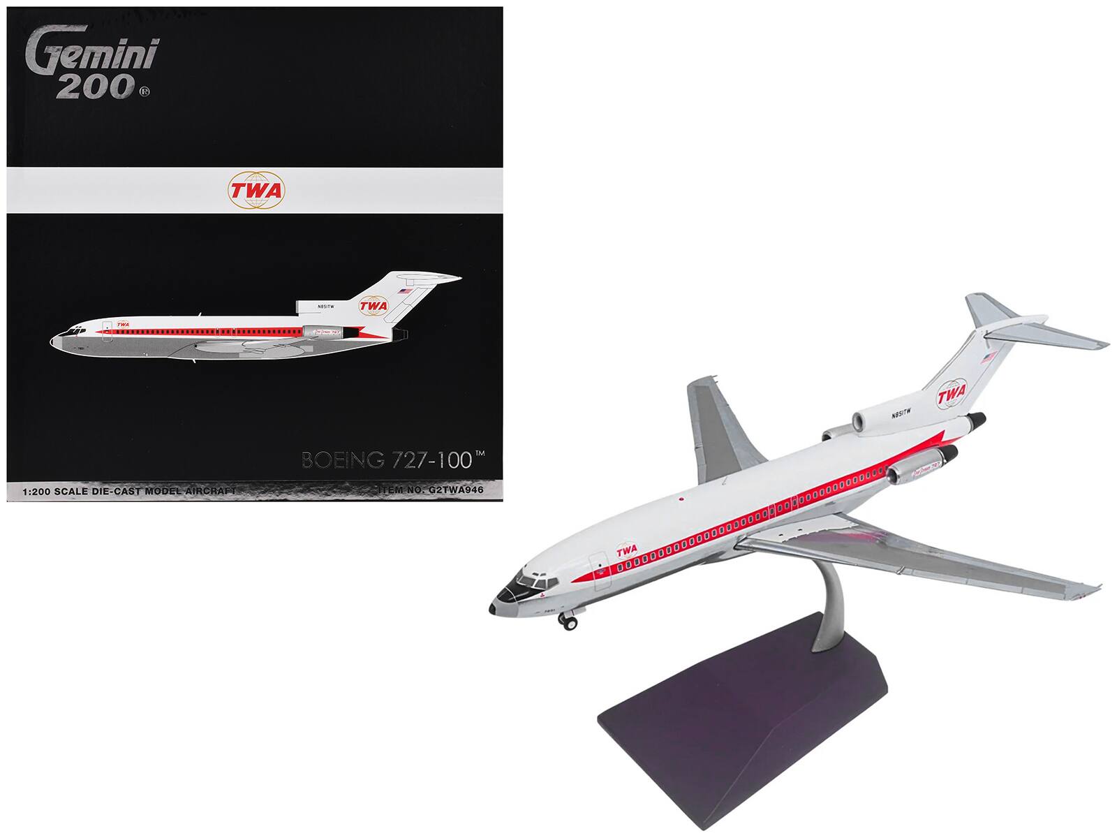 GeminiJets Boeing 727 100 Commercial Aircraft Trans World Airlines
