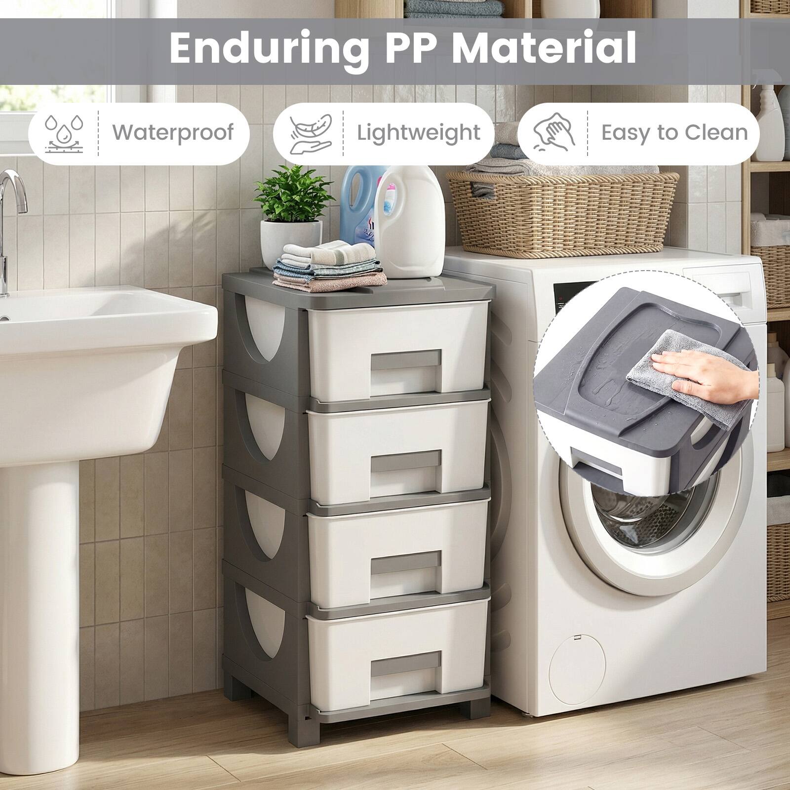 Enduring PP Material  
Waterproof  
Lightweight  
Easy to Clean