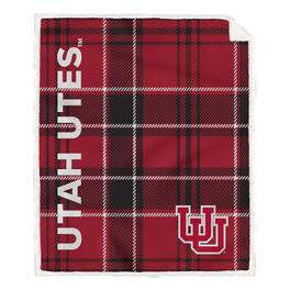 Pegasus - Utah Utes 50" x 60" Playmaker Plaid Ultra Cozy Sherpa Throw - Multicolor