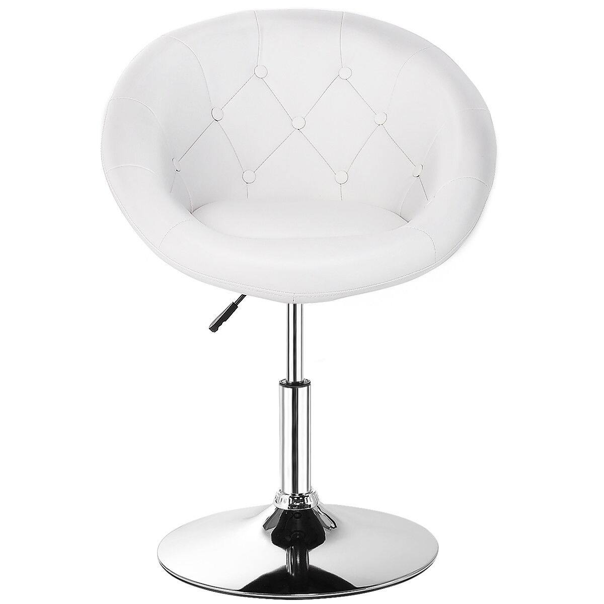 Alt View 5. Costway - Costway 1PC Adjustable  Round  Swivel Tufted Back Accent Chair PU Leather - White.