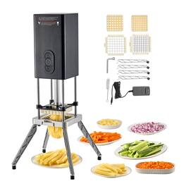 VEVOR - Commercial French Fry Cutter, Stainless Steel Vegetable Fruit Chopper with 2 Replacement Blades 1/2-Inch 3/8-Inch - Black,Silver