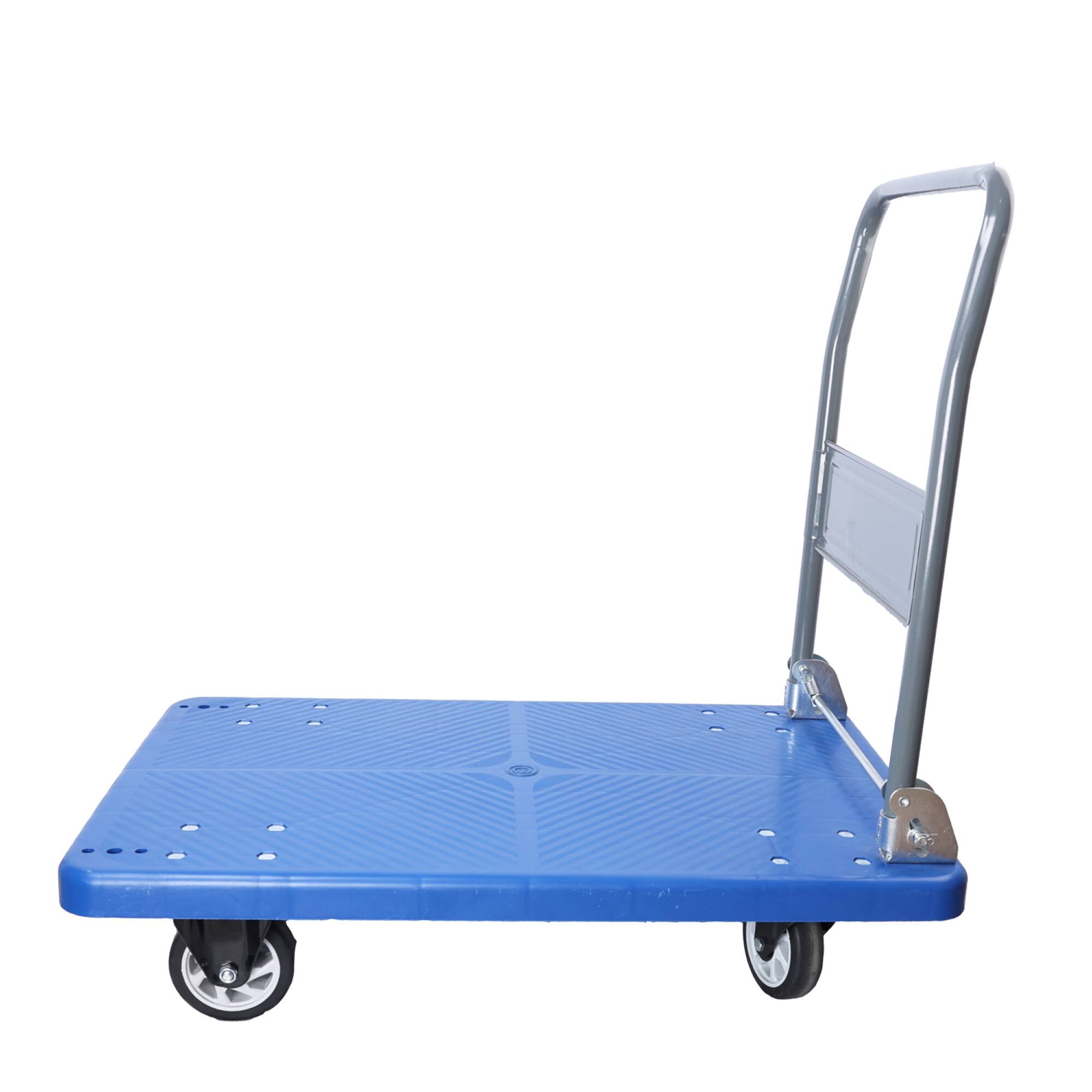 Angle. ELEMENT ACE - Heavy Duty Foldable Platform Cart with Swivel Handle and PU Wheels for Efficient Moving and Hauling - Blue.
