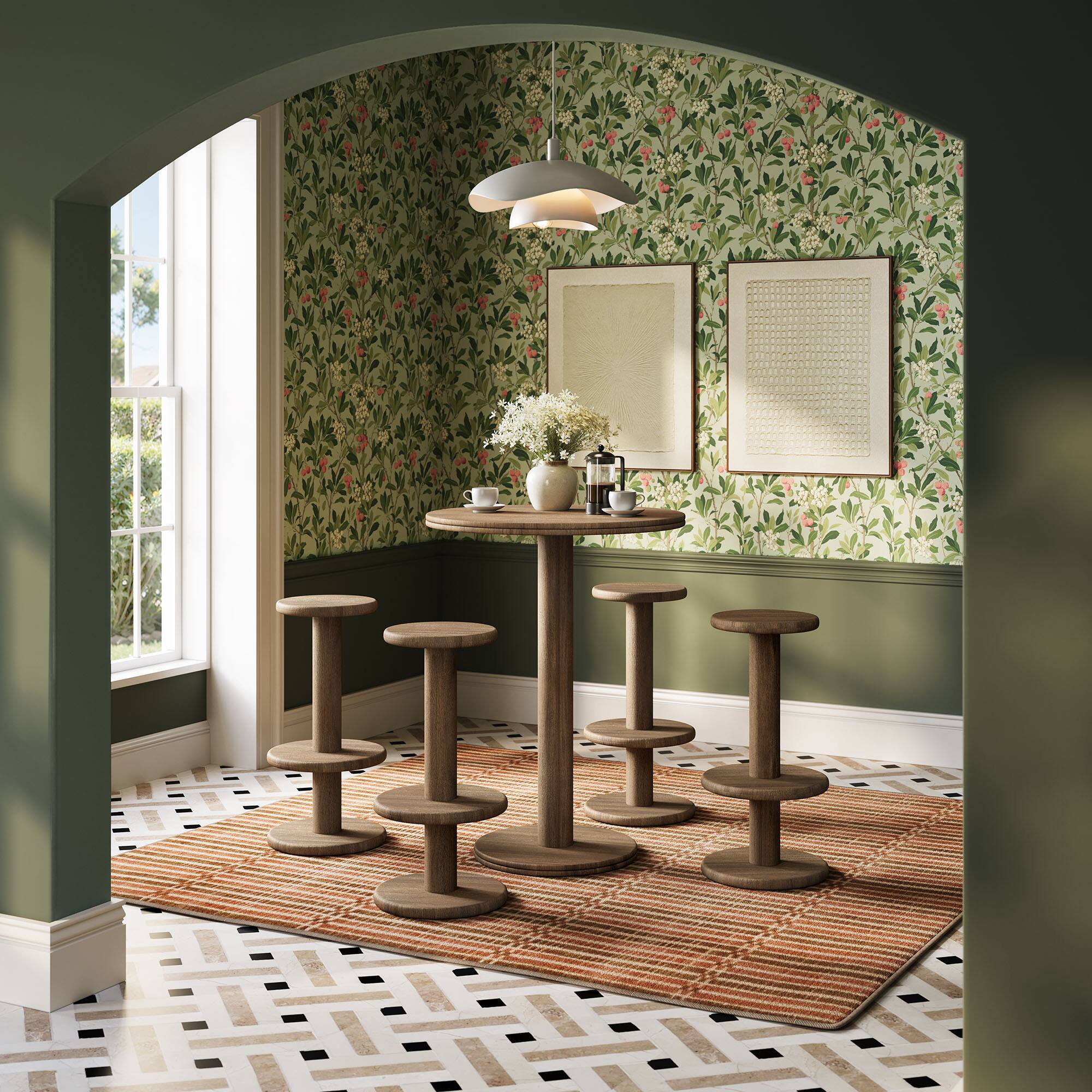 Alt View 2. Modway - Neo 5-Piece Round Indoor - Outdoor Round Patio Bar Table And Stool Set by Modway - Cocoa Brown.