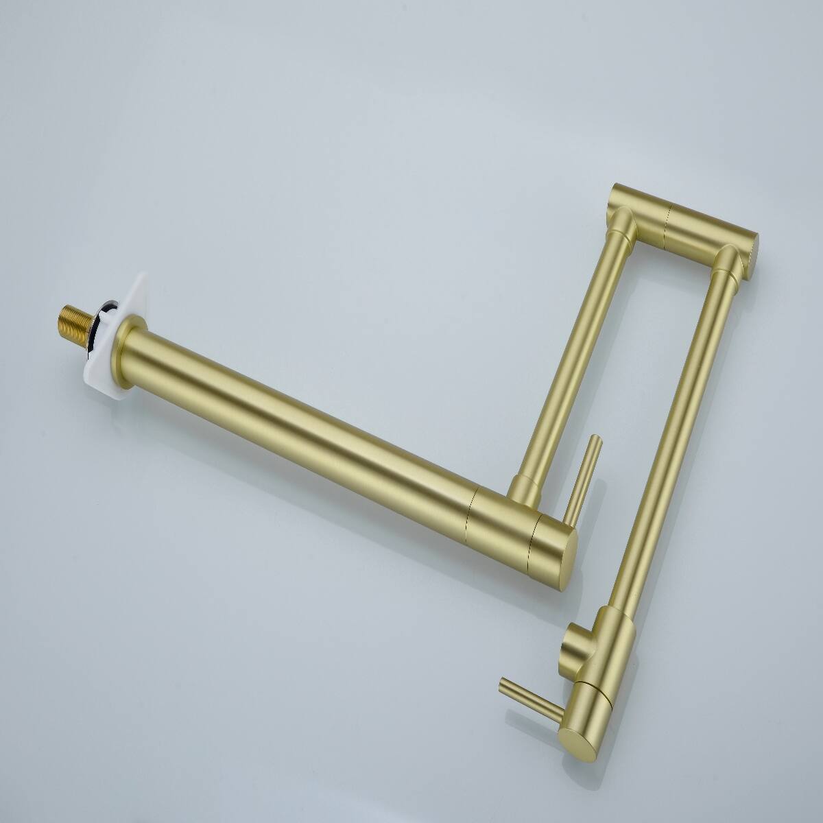 Left. Ropilly - Ropilly Wall Mount Pot Filler Faucet, Brass Pot Filler Faucet in Gold With Double Handles and Swivel Arm - Gold.
