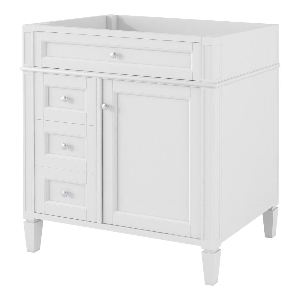 Back. Loheer - Loheer 30 inch bathroom vanity without top, white bathroom storage cabinet with 3 drawers - White.