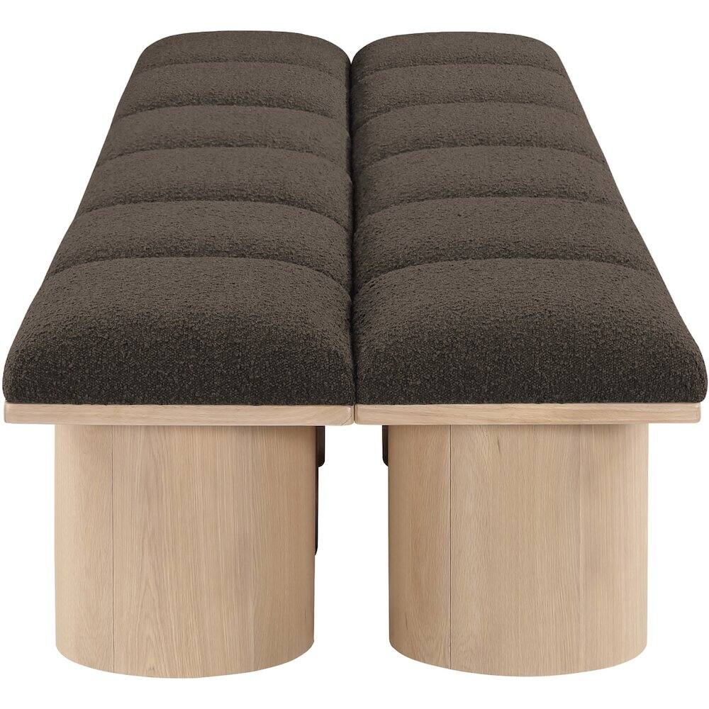 Alt View 2. Meridian Furniture - Pavilion Brown Boucle Fabric Bench - Brown.