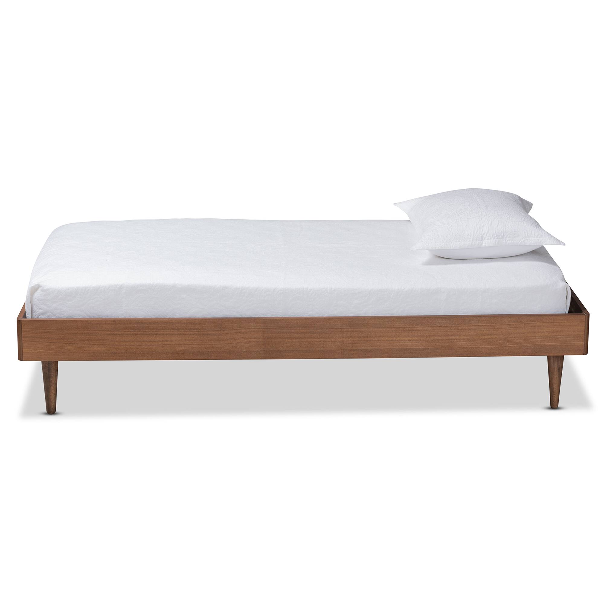 Angle. Baxton Studio - Rina Mid-Century Modern Ash Walnut Finished Wood Twin Size Platform Bed Frame - Ash Walnut.