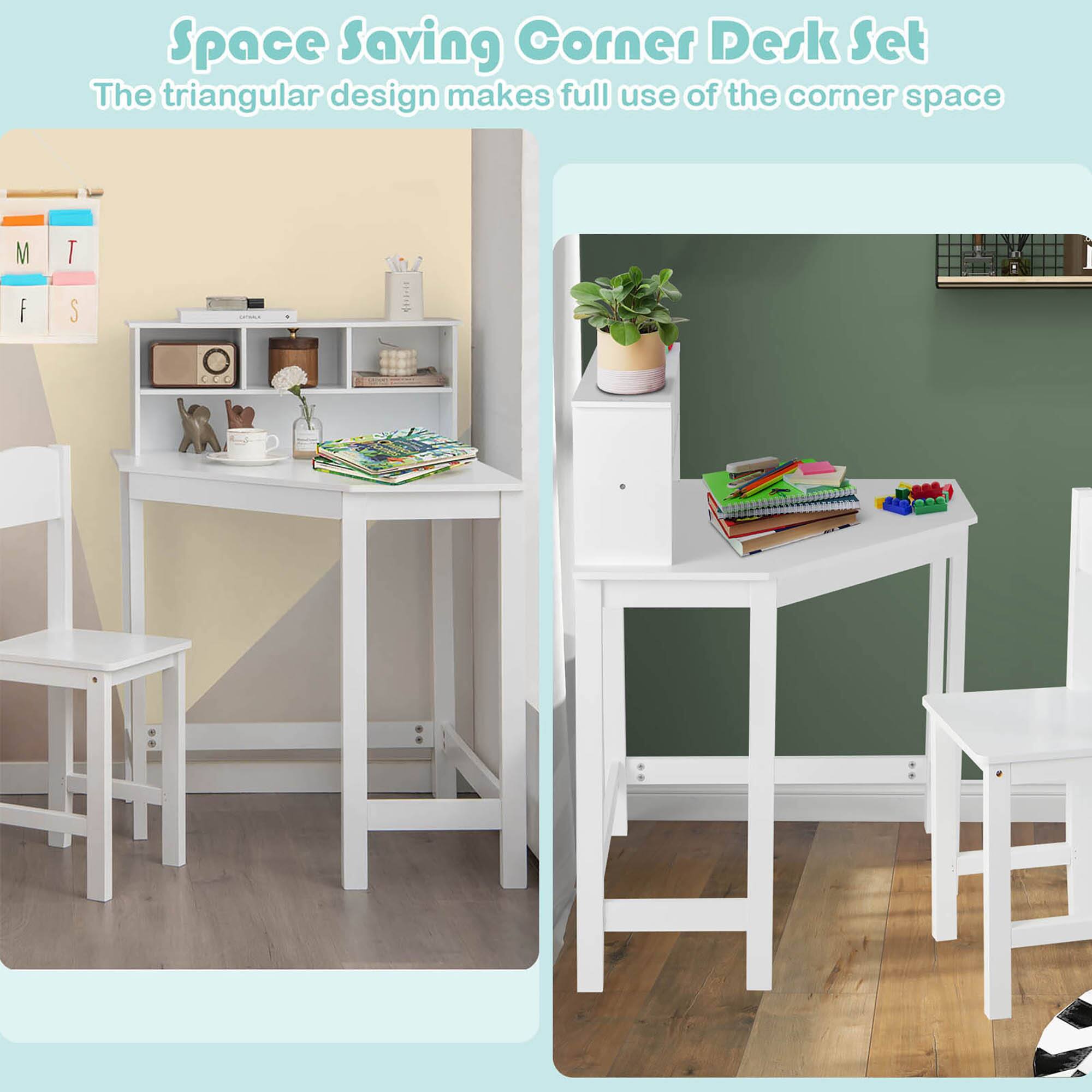 Space Saving Corner Desk Set  
The triangular design makes full use of the corner space