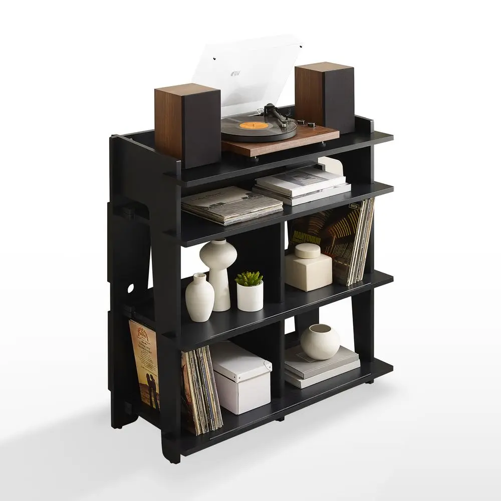 Angle. Crosley Furniture - Soho Record Storage Console - Black.