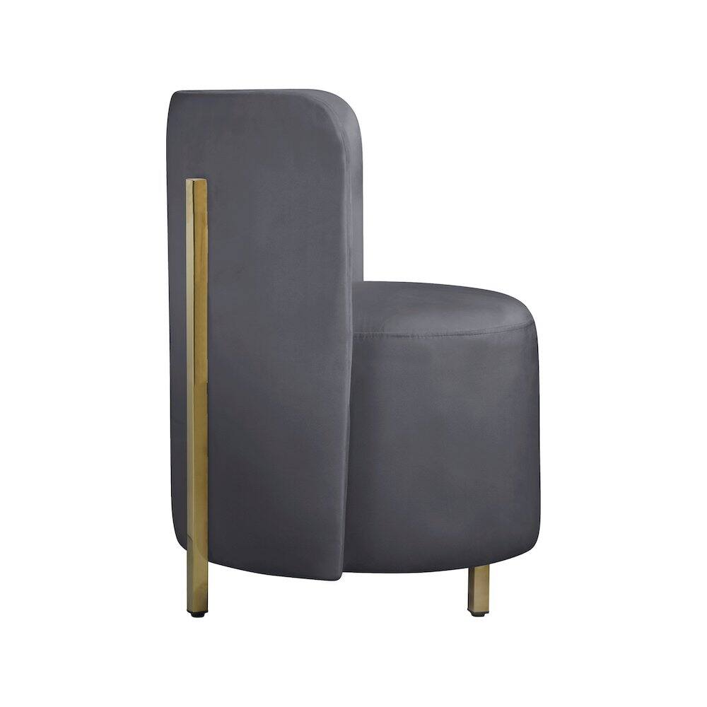 Alt View 2. Meridian Furniture - Rotunda Grey Velvet Accent Chair - Grey.