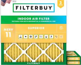 Filterbuy - 21.25x21.25x1 MERV 11 Pet & Allergy Defense, Electrostatic Pleated HVAC AC Furnace Air Filters Replacement (3-Pack) - Gold