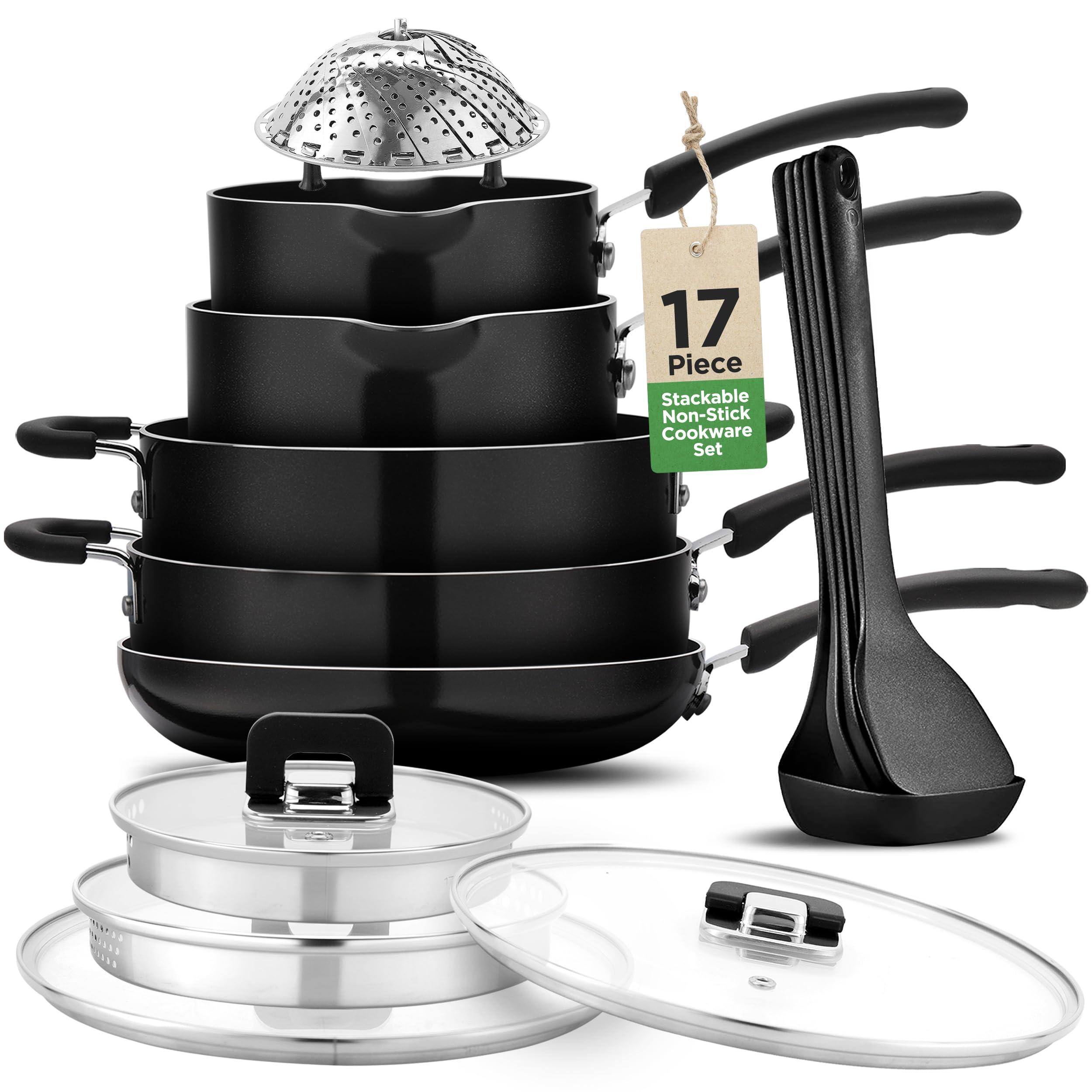 17 Piece Stackable Non-Stick Cookware Set