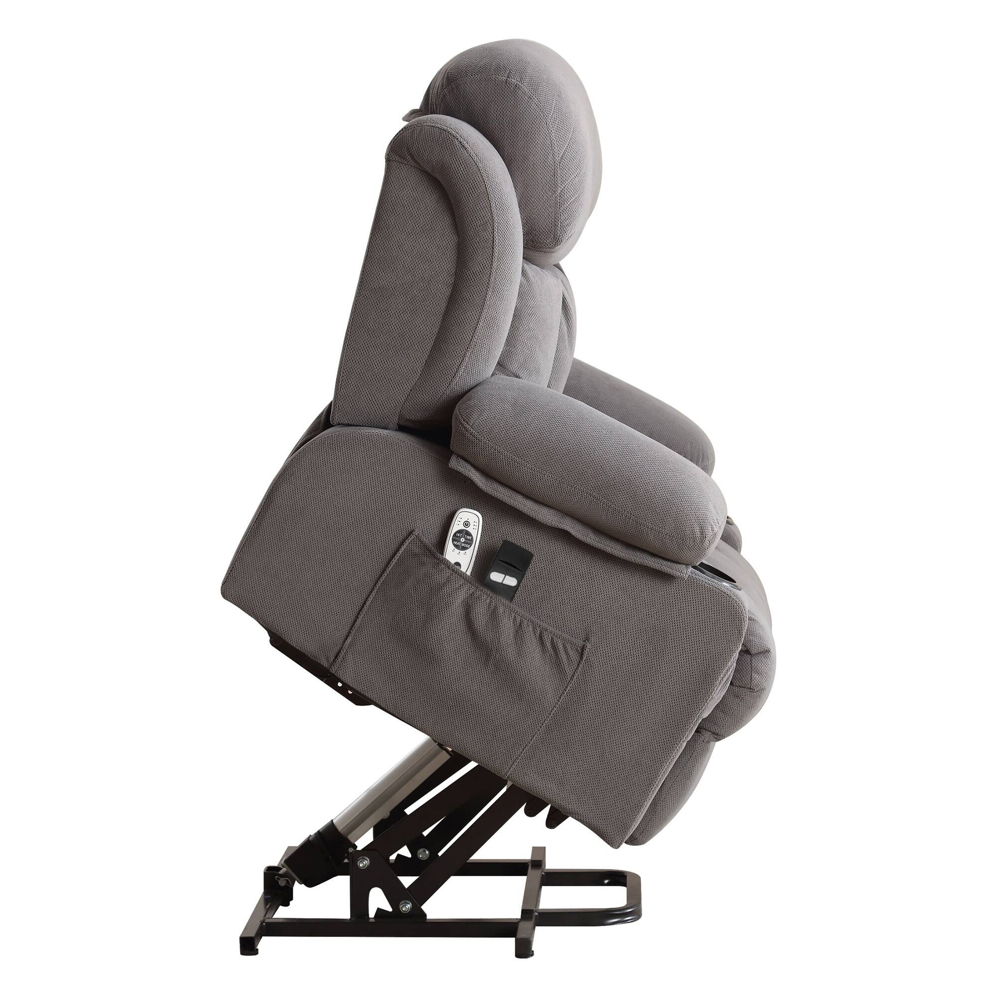 Alt View 5. GOODSILO - Power Lift Recliner Chair with Heat & Massage, Electric Fabric Recliner for Elderly with USB Port & Remote - Grey.