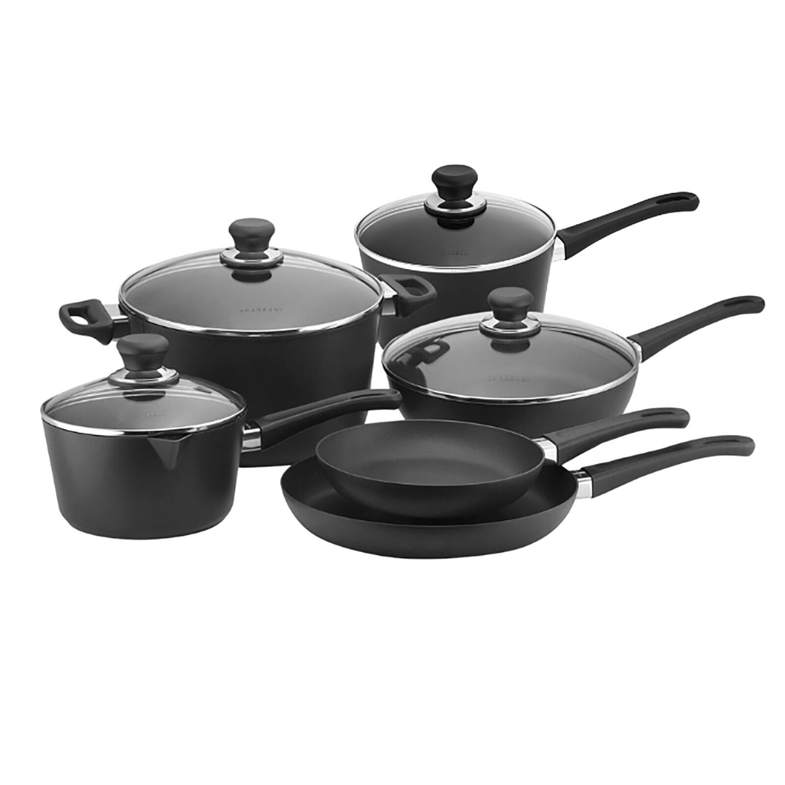 Front. Scanpan - Classic 10 Piece Cookware Set - Black.