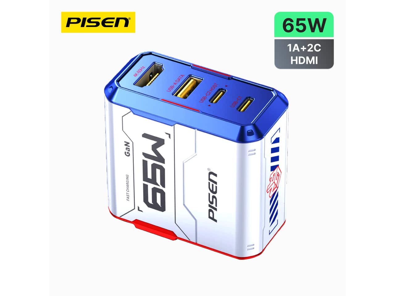 PISEN - Gamer Utility 65W 4-Port GaNHub Fast Charger TP-C31