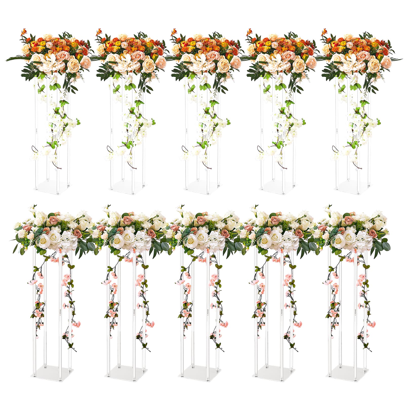 Photos - Other Decoration Vevor  10PCS 23.6inch High Wedding Flower Stand, With Acrylic Laminate,Acrylic Vase Column Geometric Centerpiece Stands - G 