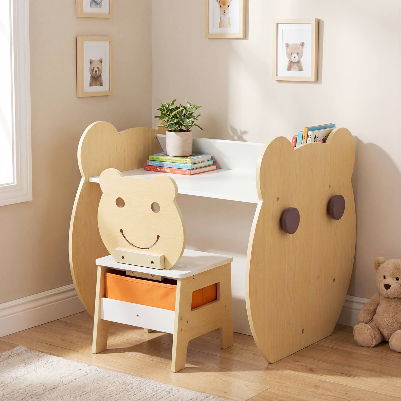Alt View 4. Costway - Costway 3-in-1 Kids Art Table & Chair. Reversible Whiteboard/Chalkboard,Storage & Hooks - Natural,White.