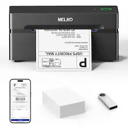 Nelko - PL80E Bluetooth Thermal Label Printer Label Maker Machine with 4*6" 500 sheets - Black