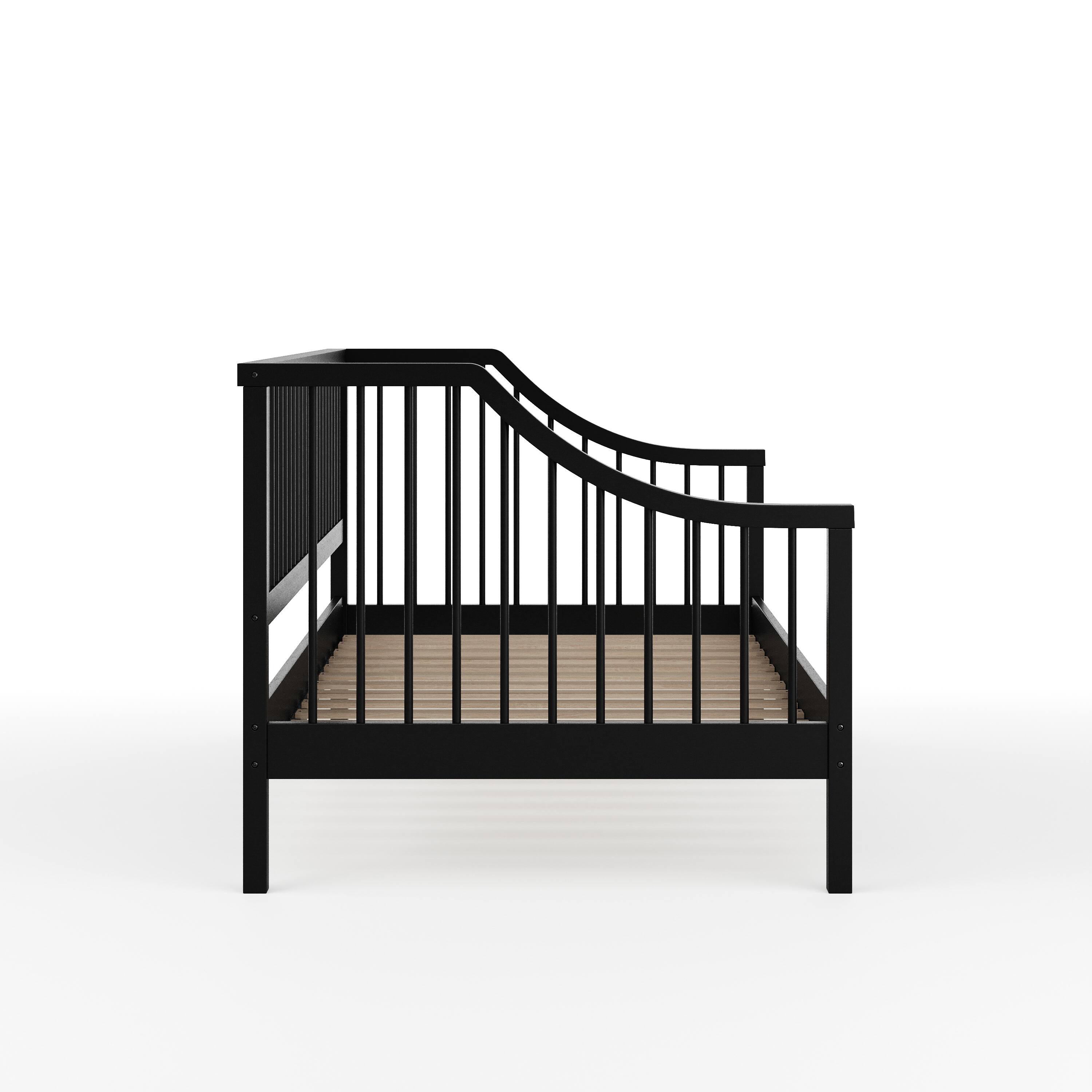 Alt View 17. Martha Stewart - Neely Wooden Twin Size Platform Daybed with Spindles and Wood Slat Foundation - Black.