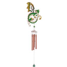 FC Design - 44" Long Green/Yellow Dragon Flip Wings Wind Chime with Copper Gem Outdoor Patio or Garden Hanging Decoration - Multi-Color