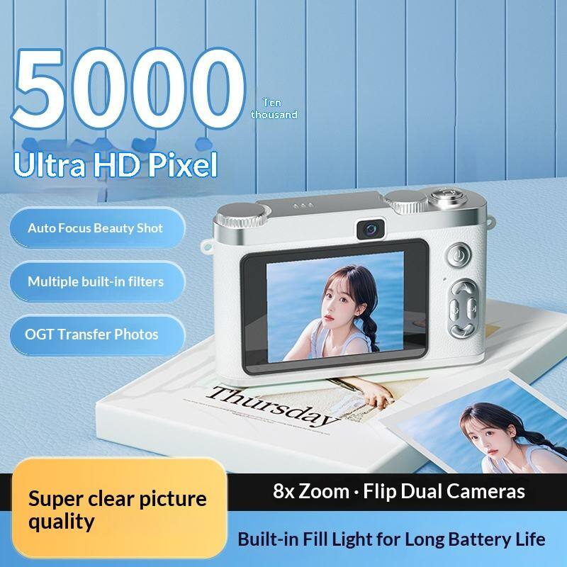 5000 thousand Ten Ultra HD Pixel  
Auto Focus Beauty Shot  
Multiple built-in filters  
OGT Transfer Photos  
Super clear picture quality  
8x Zoom  
Flip Dual Cameras  
Built-in Fill Light for Long Battery Life
