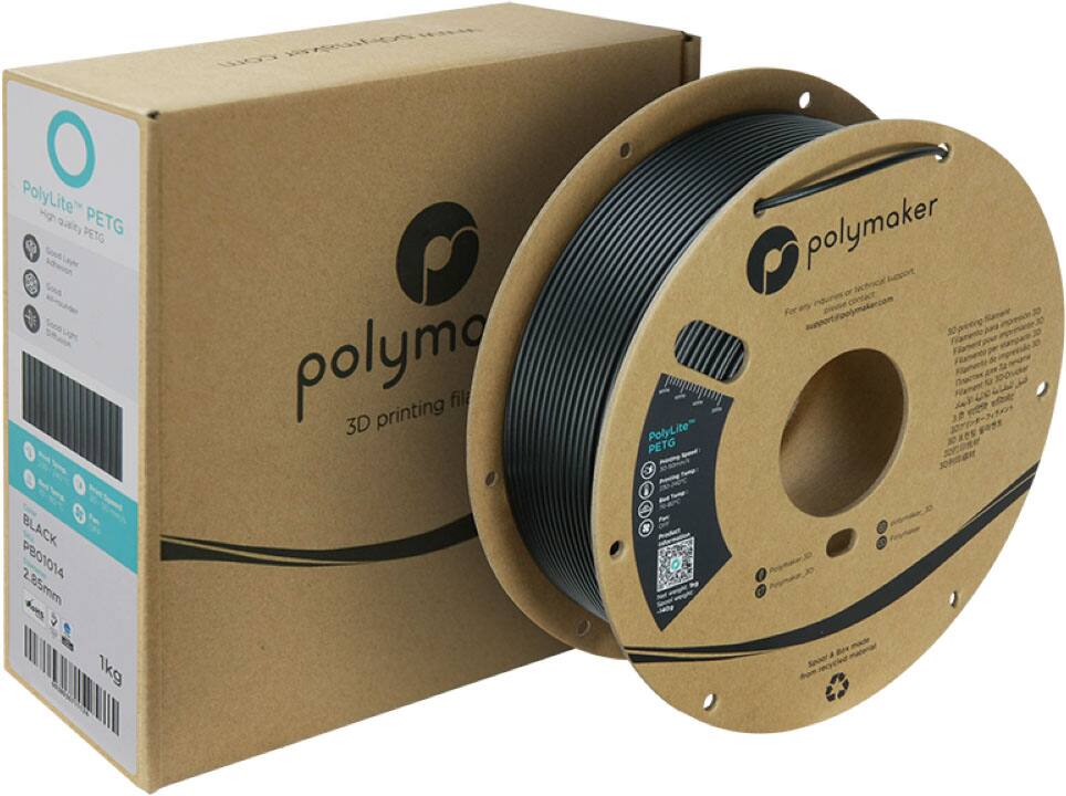 PolyLite is a high-quality PETG 3D printing filament that is suitable for use with 3D printers. It is available in a black color and comes in a 285mm spool. The filament is made by PolyLite and is designed for use with the Polymaker 3D printer. It is a good choice for those looking for a reliable and high-quality filament for their 3D printing needs.